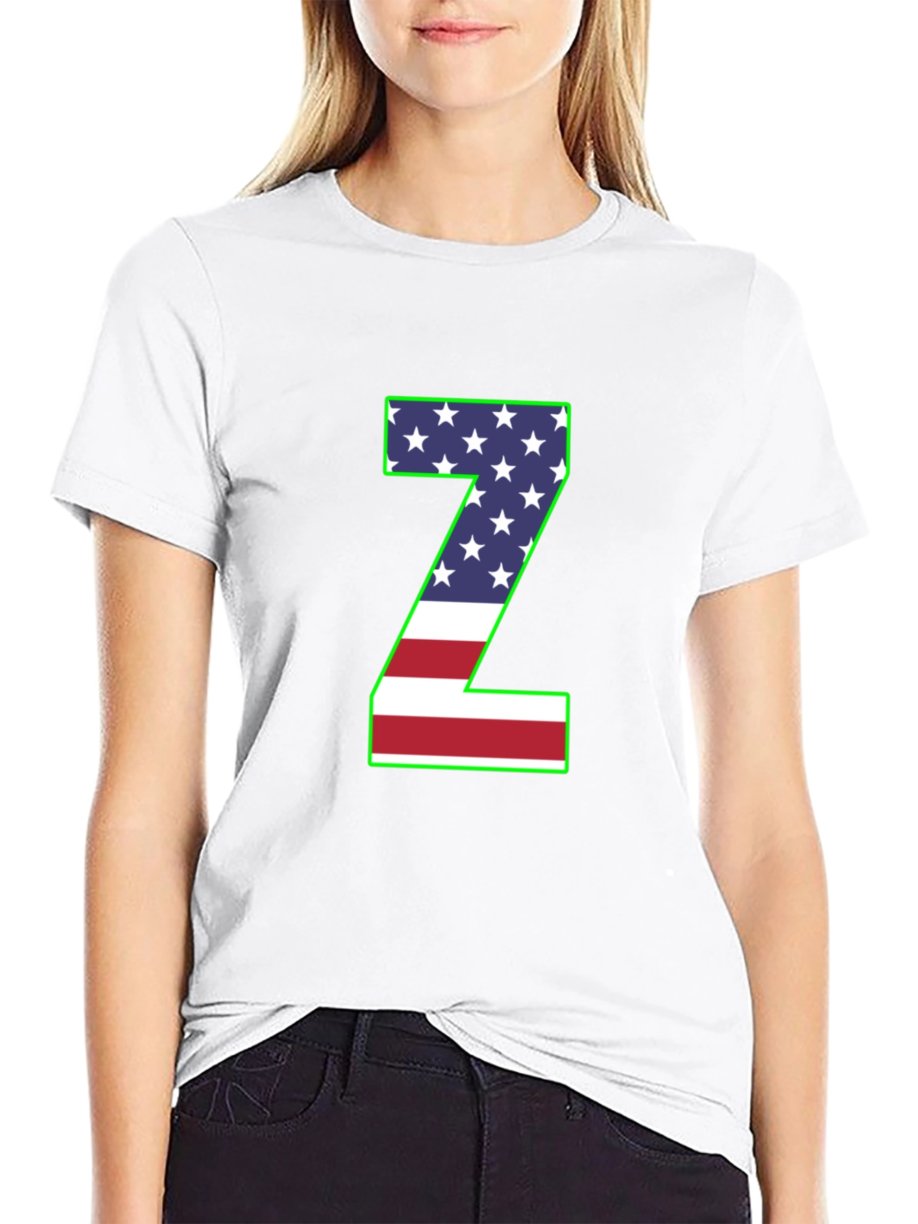American Flag Z Letter T-Shirt
