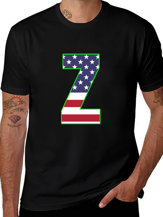 American Flag Z Letter T-Shirt