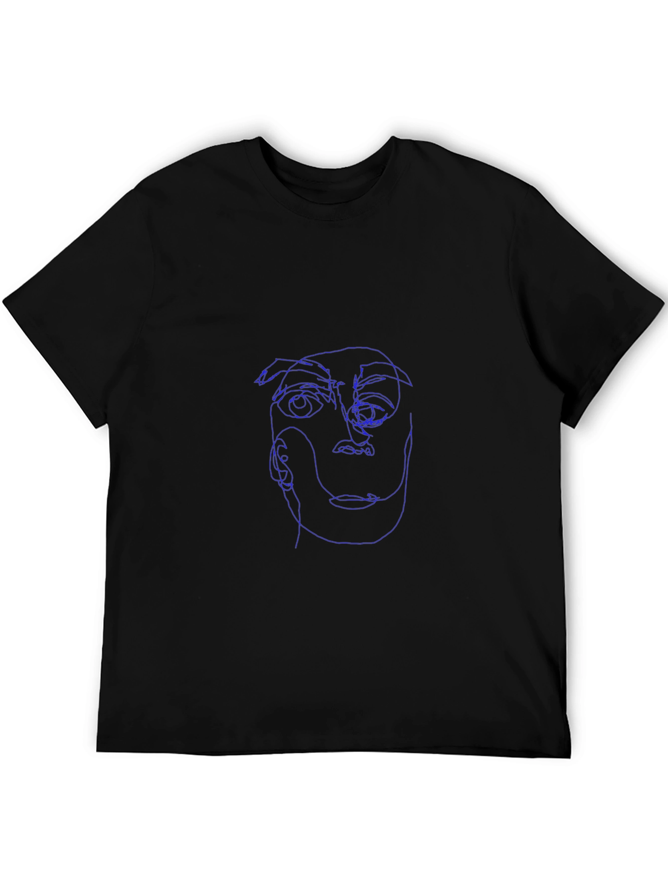 Abstract Face Line Art Black T-Shirt