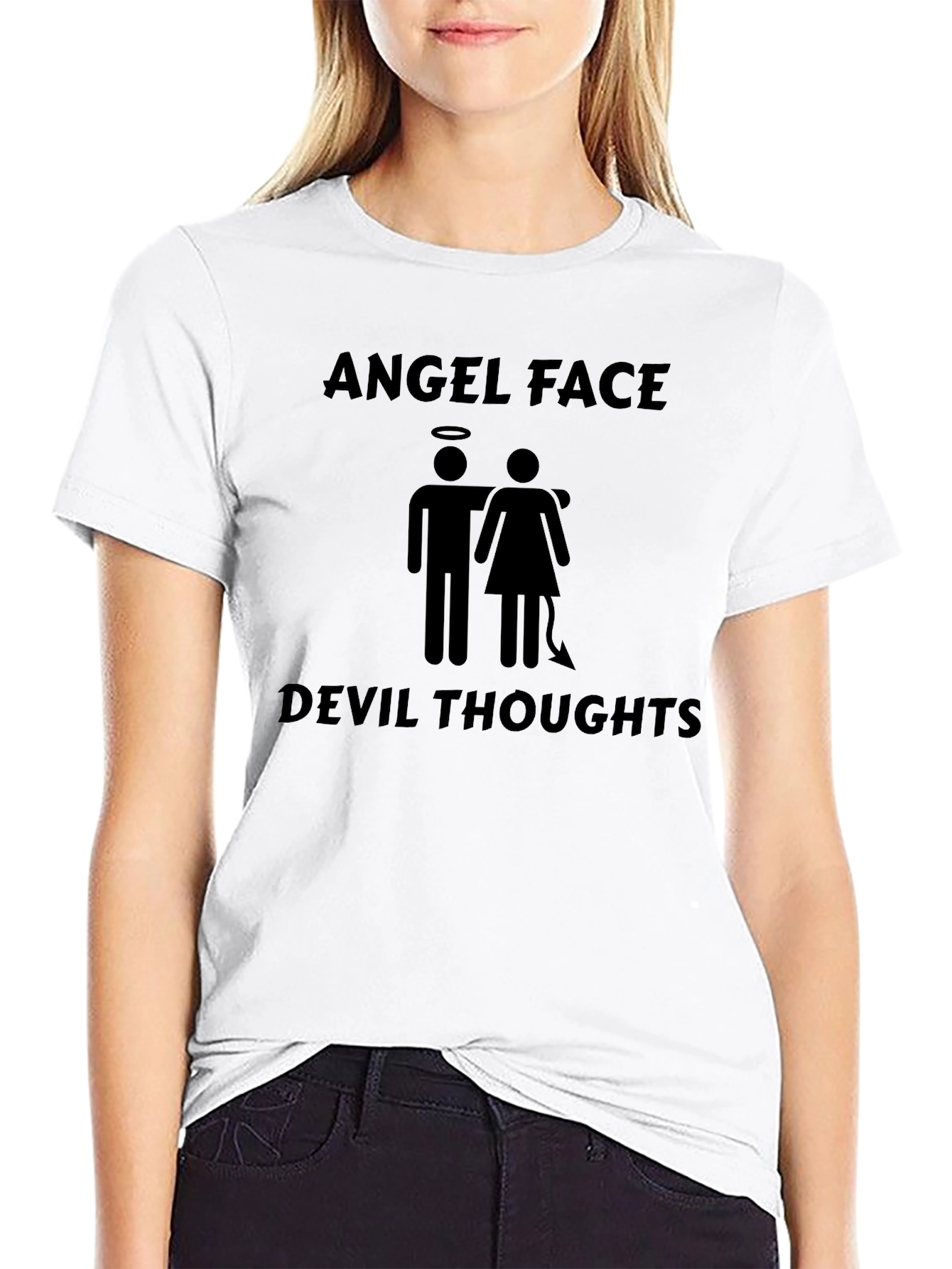 Angel Face Devil Thoughts Graphic T-Shirt