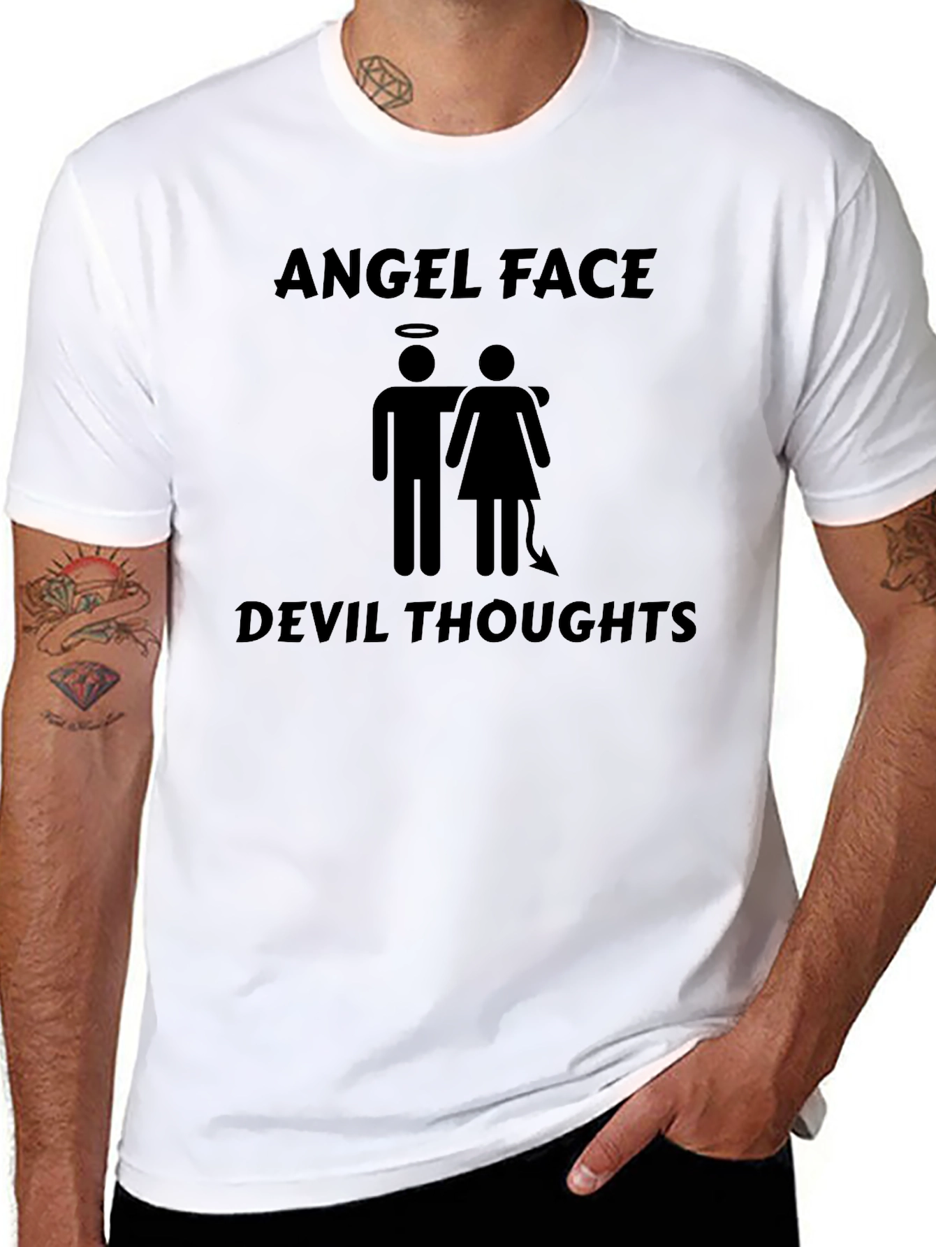 Angel Face Devil Thoughts Graphic T-Shirt