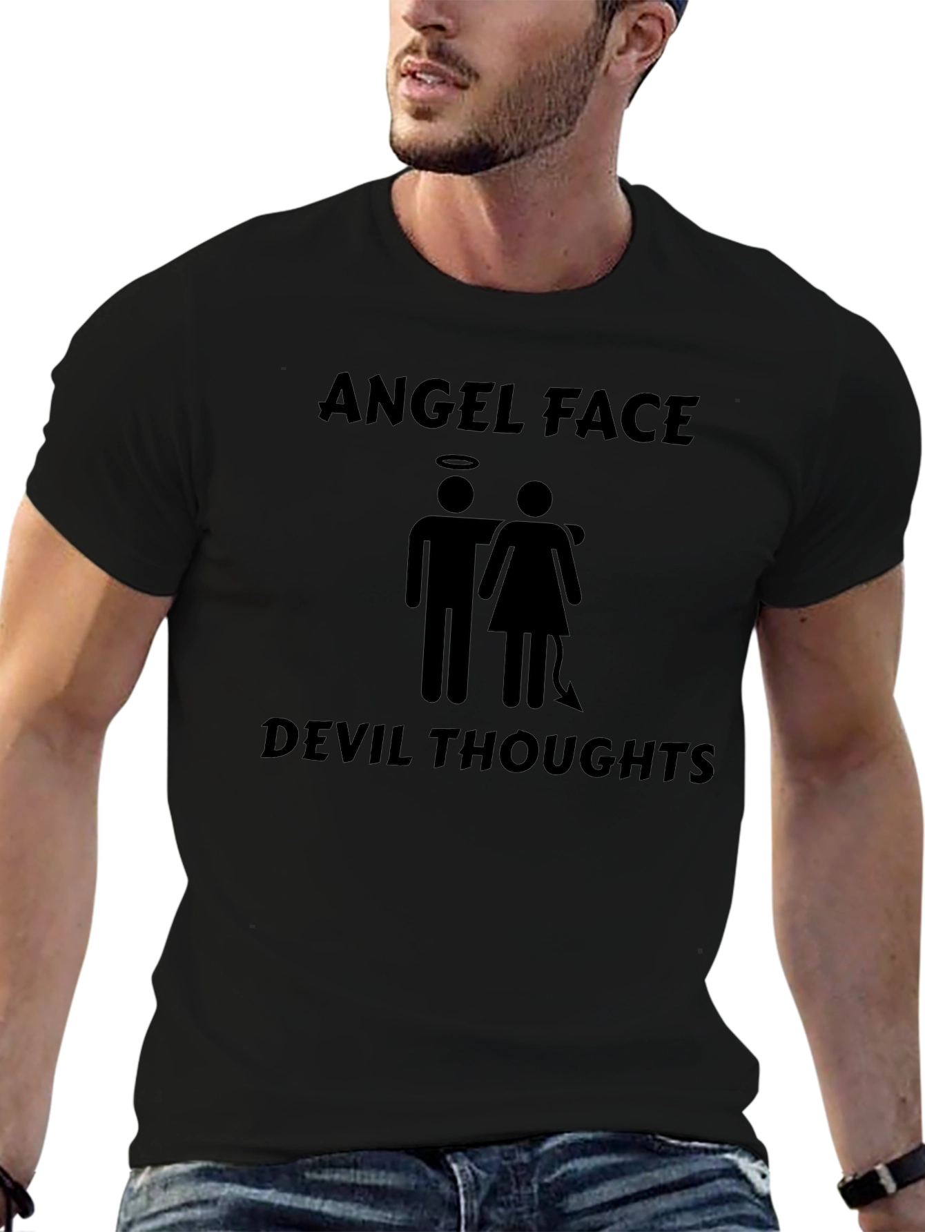 Angel Face Devil Thoughts Graphic T-Shirt