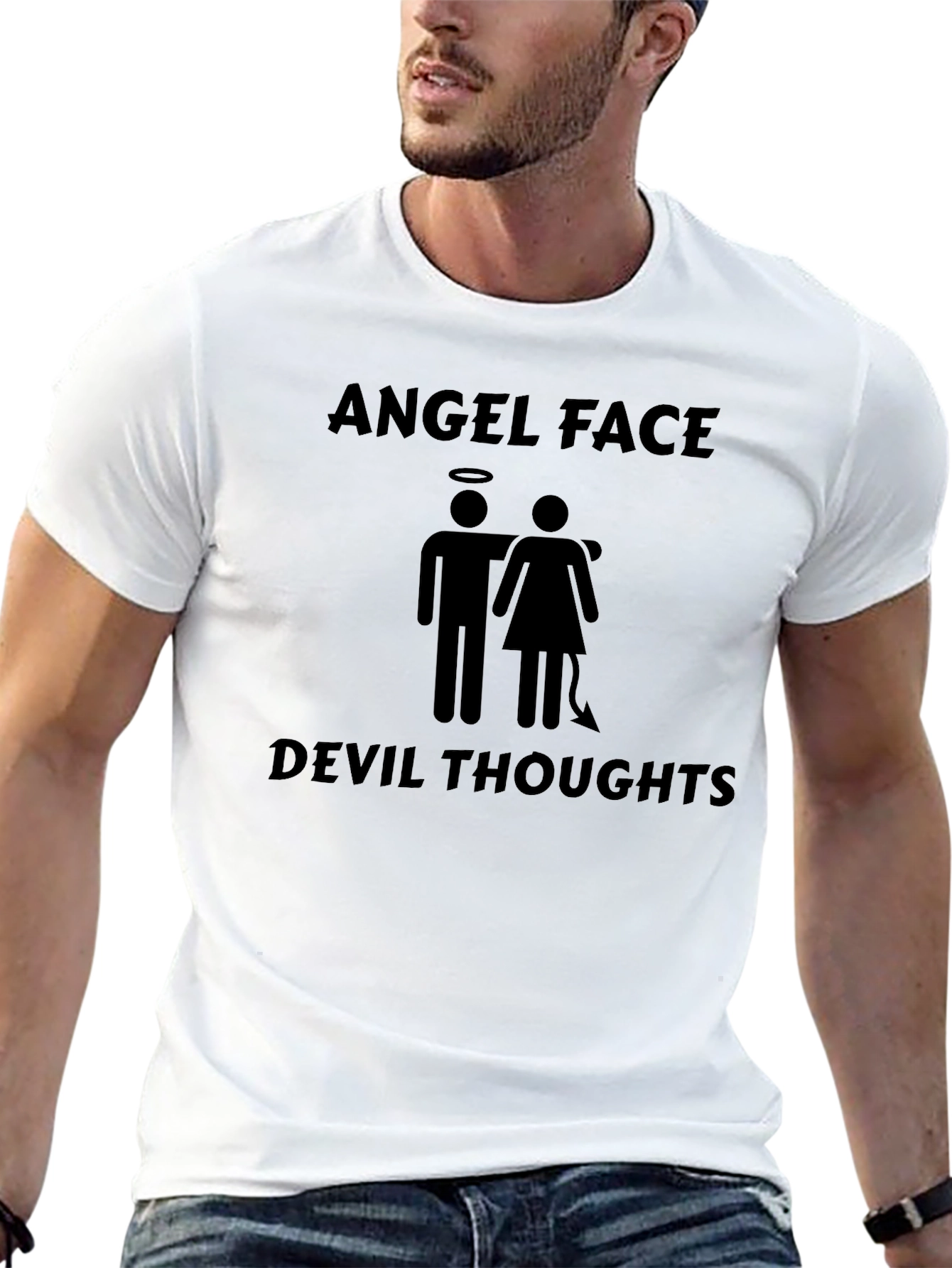 Angel Face Devil Thoughts Graphic T-Shirt