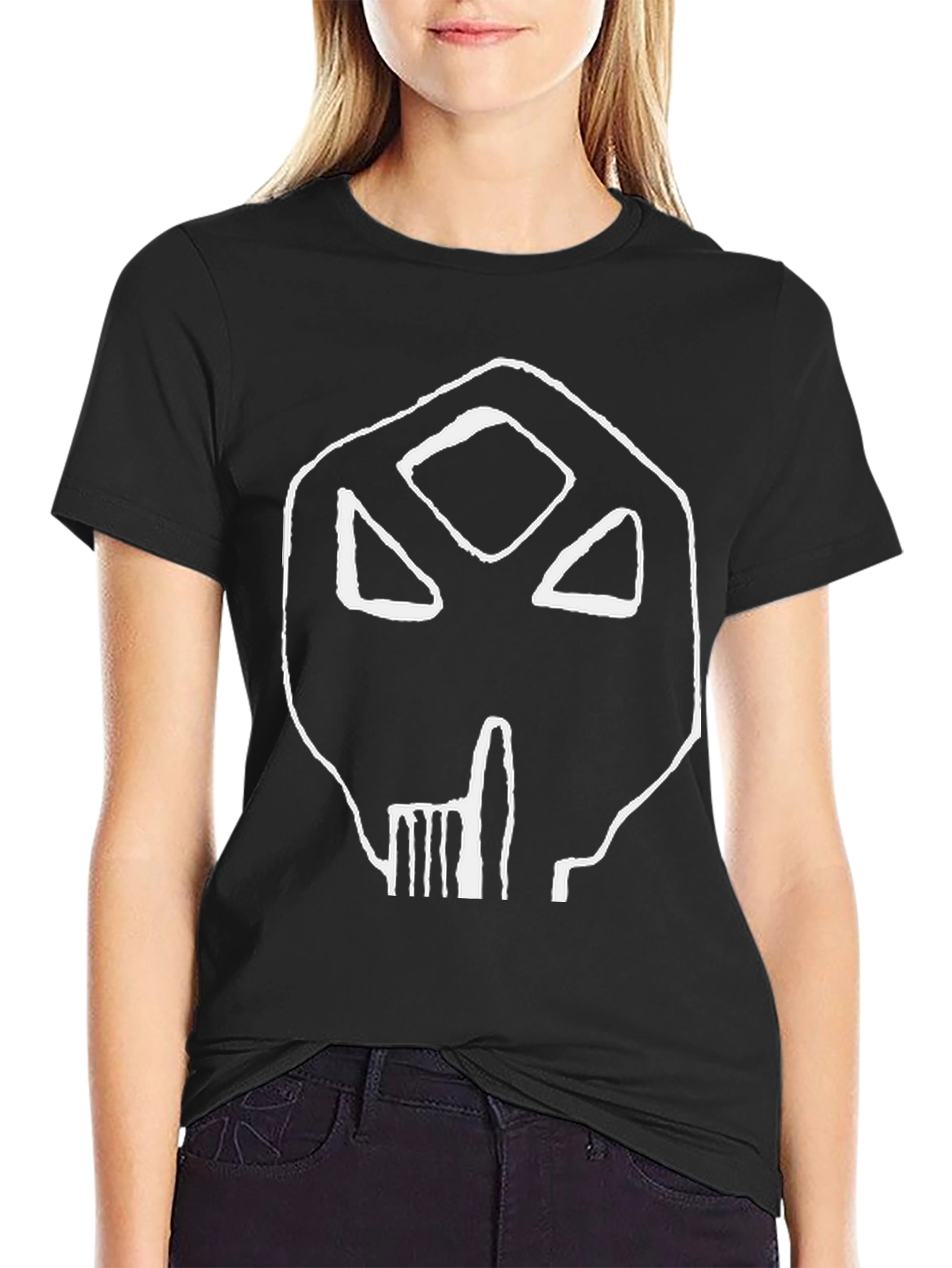 Abstract Skull Graphic Black T-Shirt