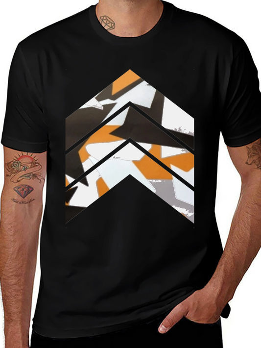 Abstract Chevron Graphic Tee - Black Casual Shirt