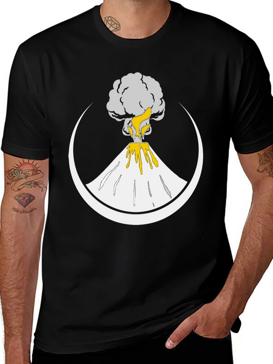 Volcano Eruption Graphic Print Tee - Black
