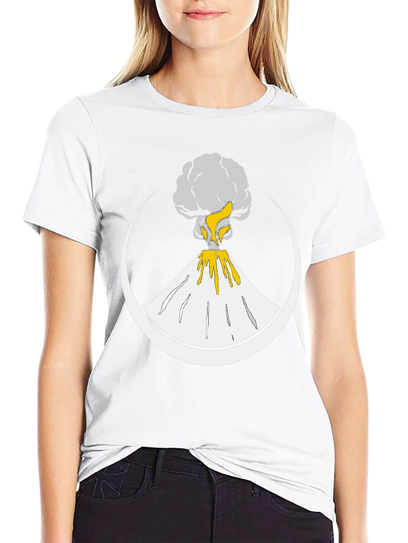 Volcano Eruption Graphic Print Tee - Black