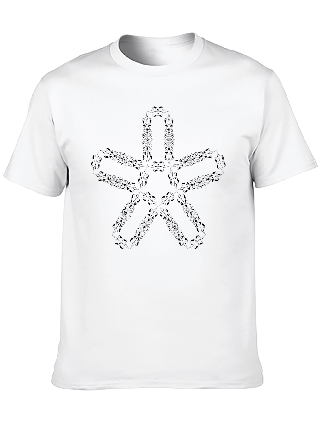 Abstract Star Pattern Black T-Shirt
