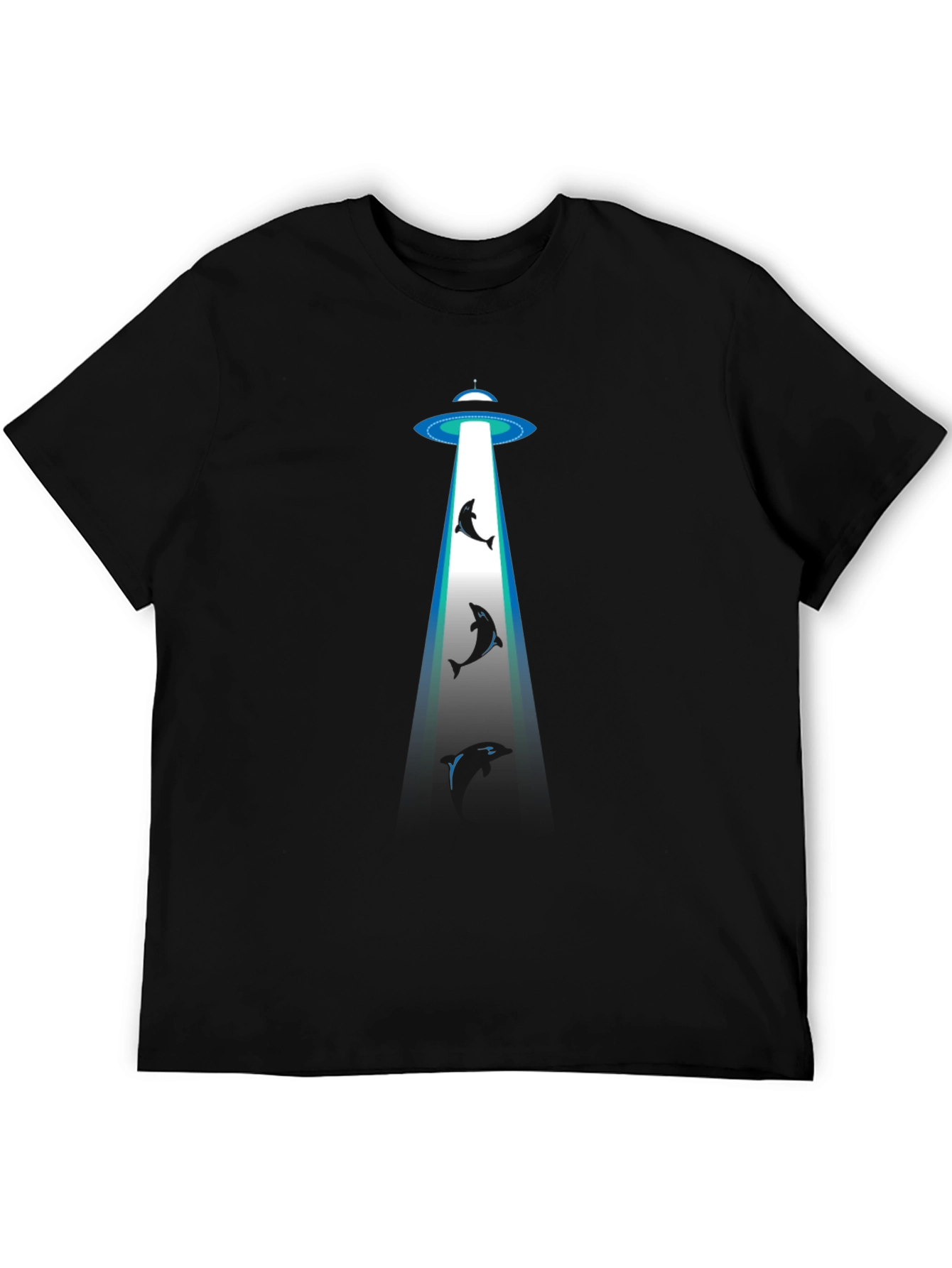 Alien Abduction Dolphin Black T-Shirt
