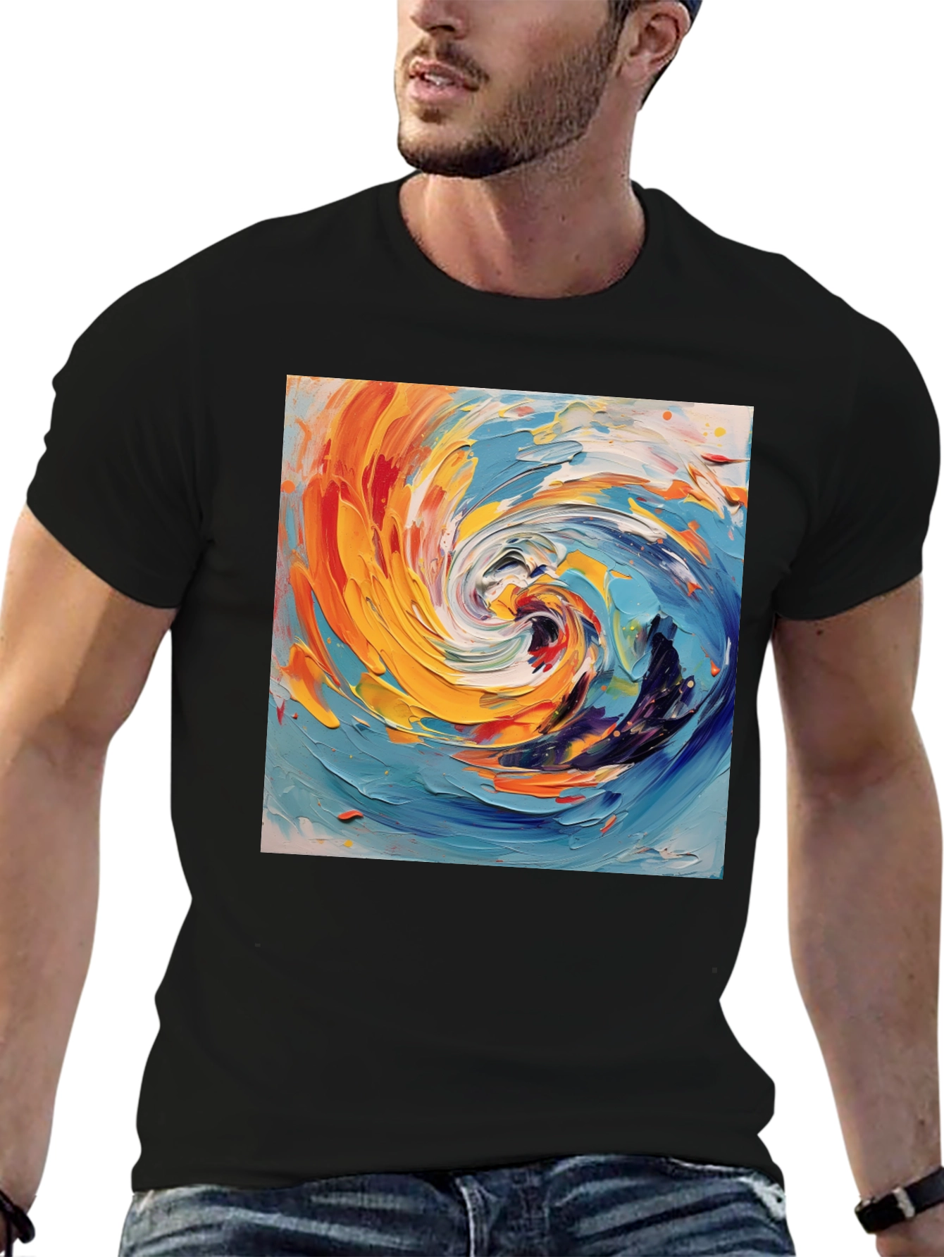 Abstract Swirl Art Black T-Shirt