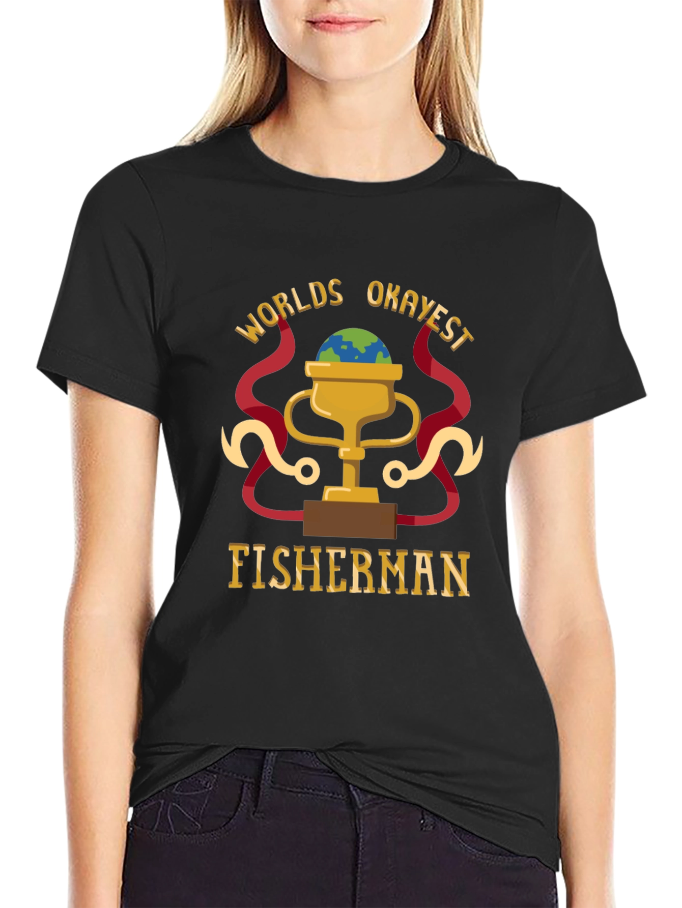 Worlds Okayest Fisherman Graphic T-Shirt