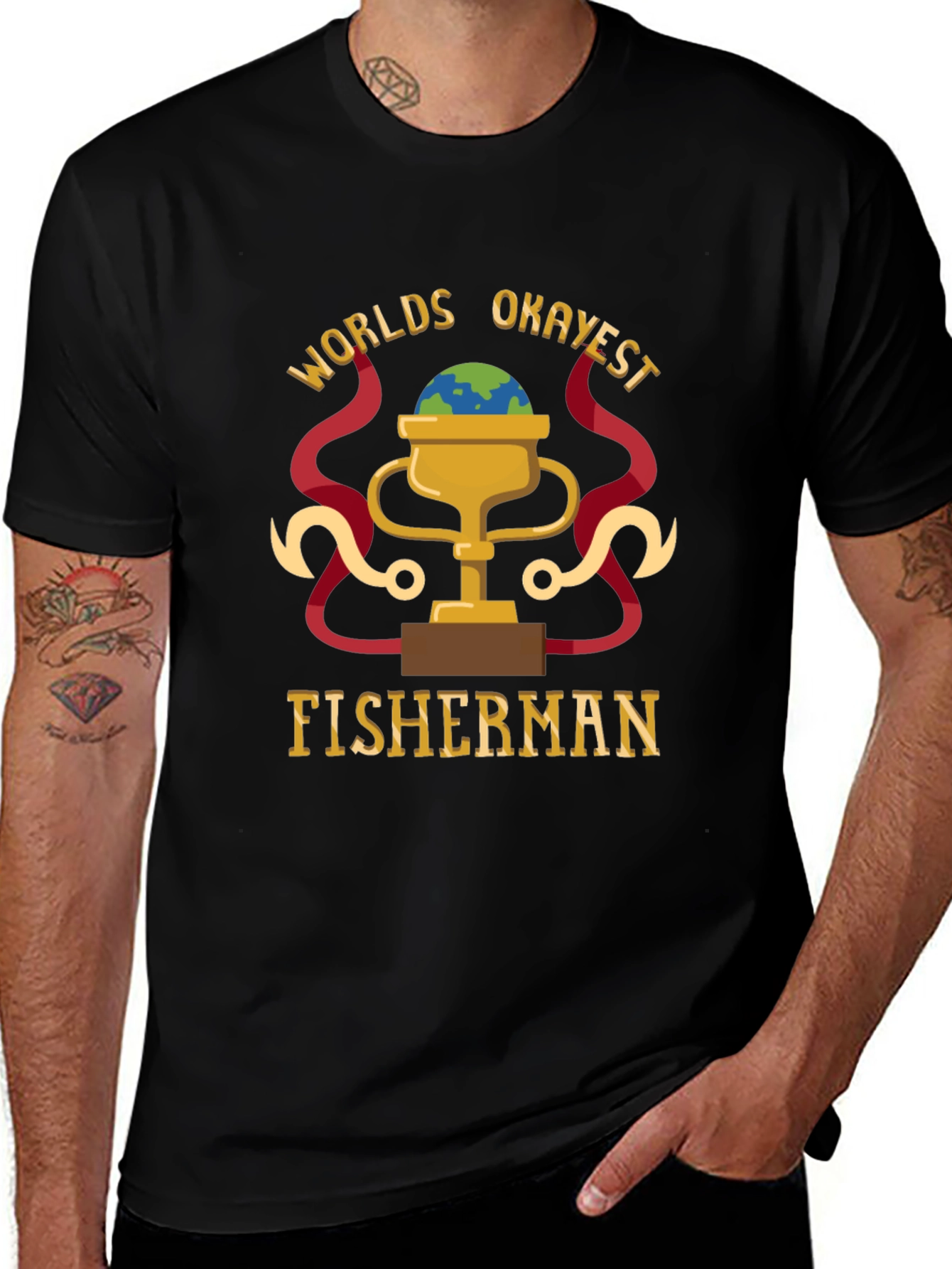 Worlds Okayest Fisherman Graphic T-Shirt