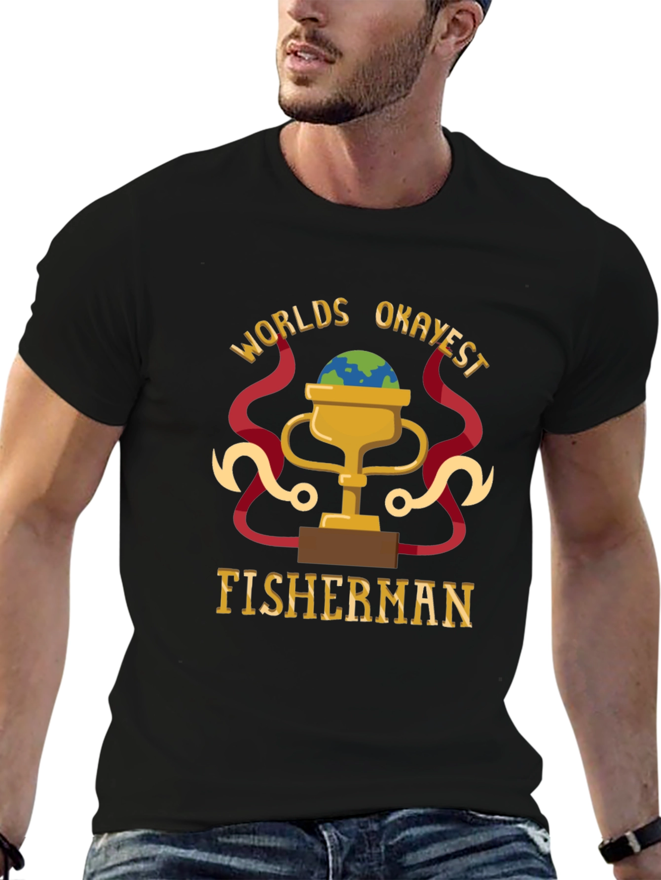 Worlds Okayest Fisherman Graphic T-Shirt