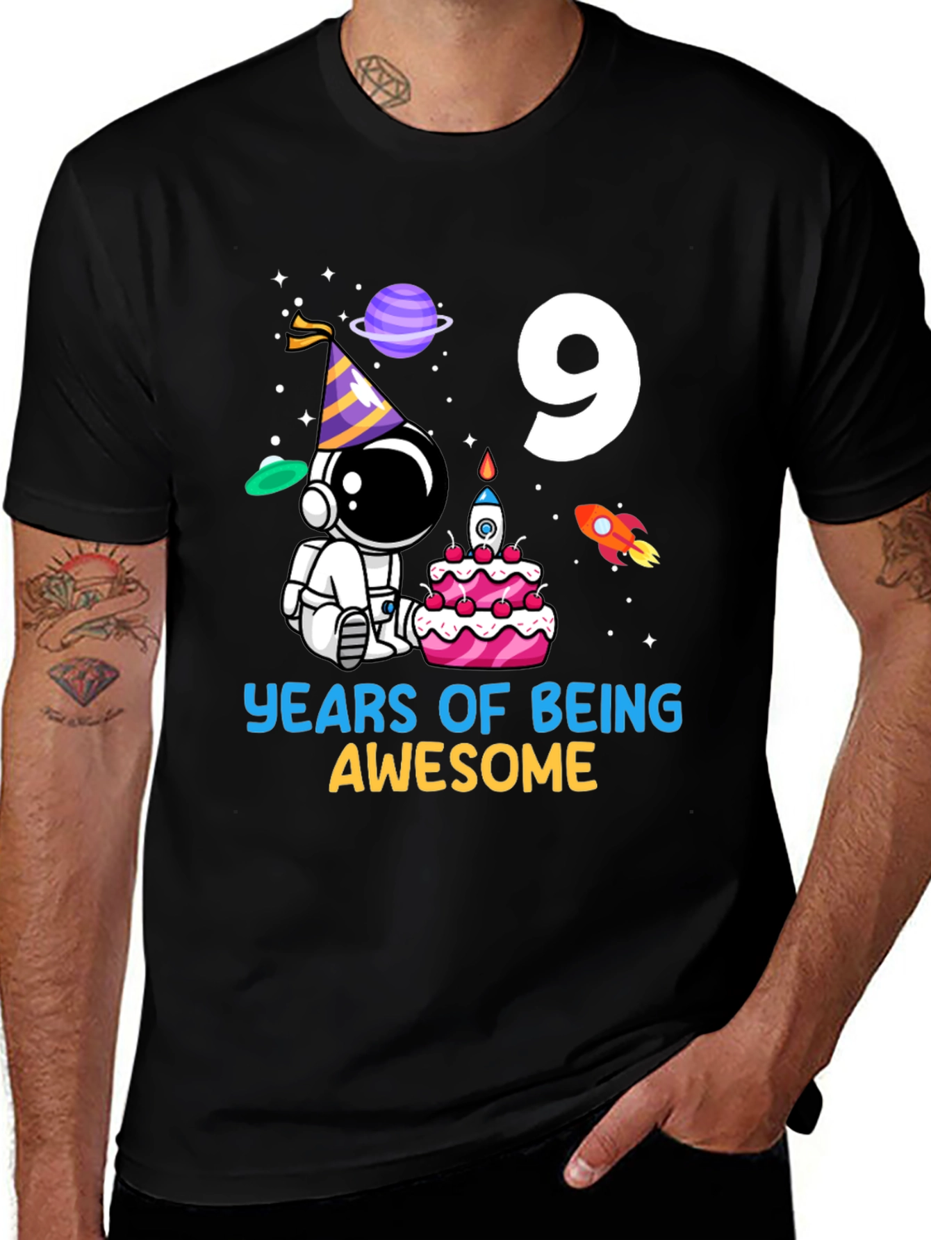 9th Birthday Astronaut T-Shirt - Years of Being Awesome!