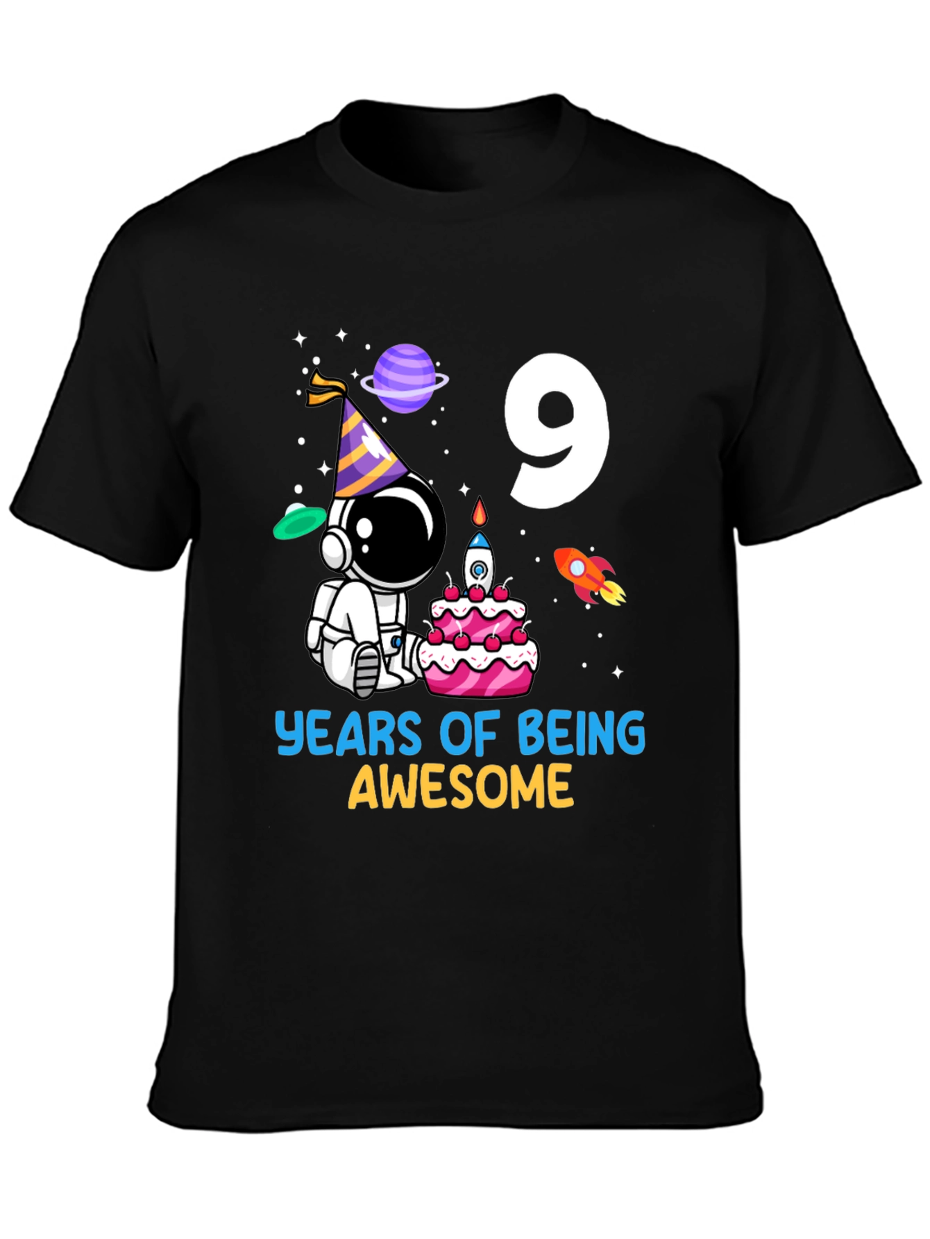 9th Birthday Astronaut T-Shirt - Years of Being Awesome!
