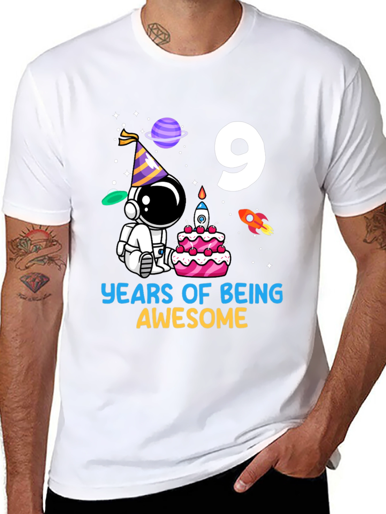 9th Birthday Astronaut T-Shirt - Years of Being Awesome!
