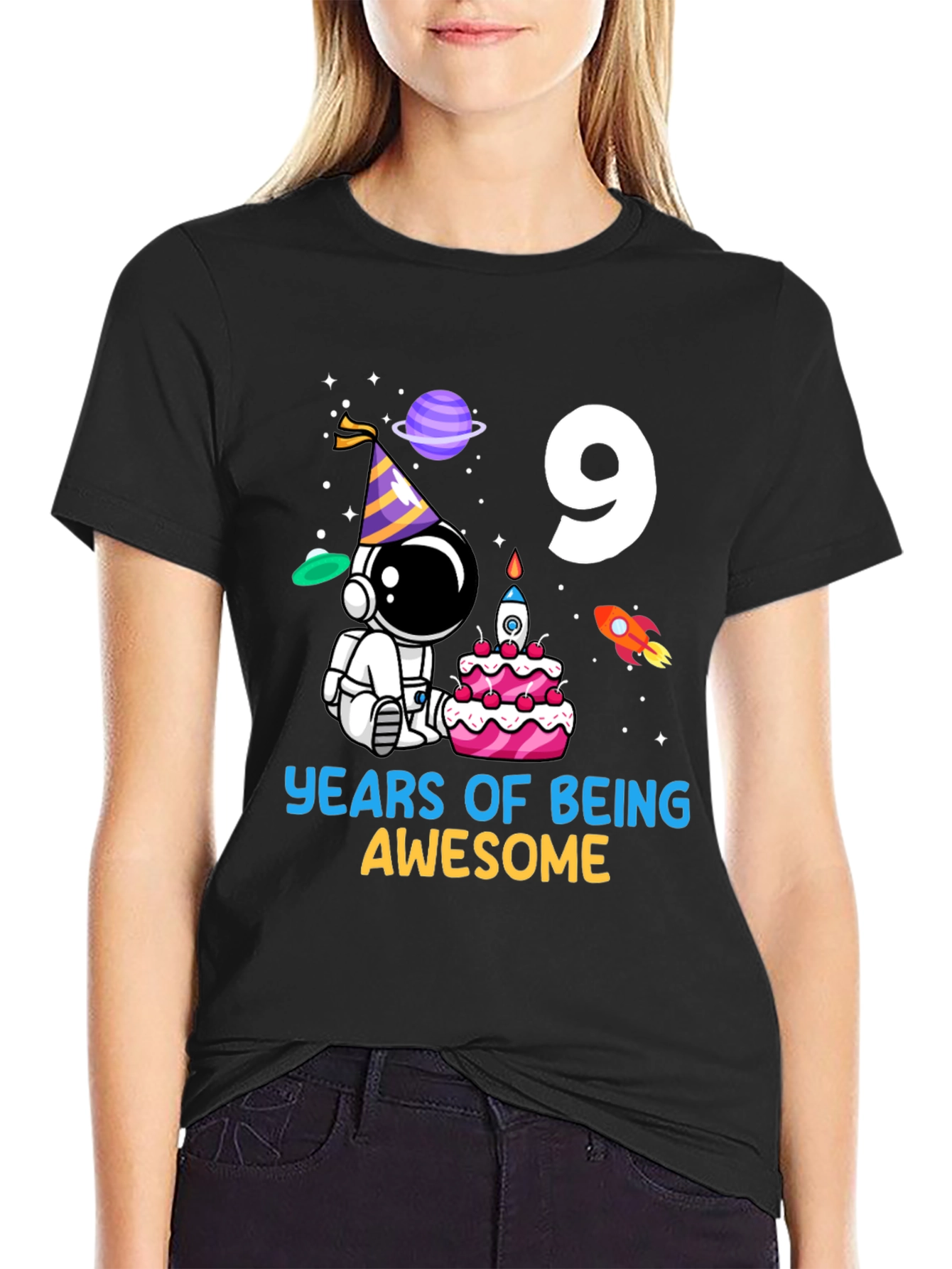 9th Birthday Astronaut T-Shirt - Years of Being Awesome!