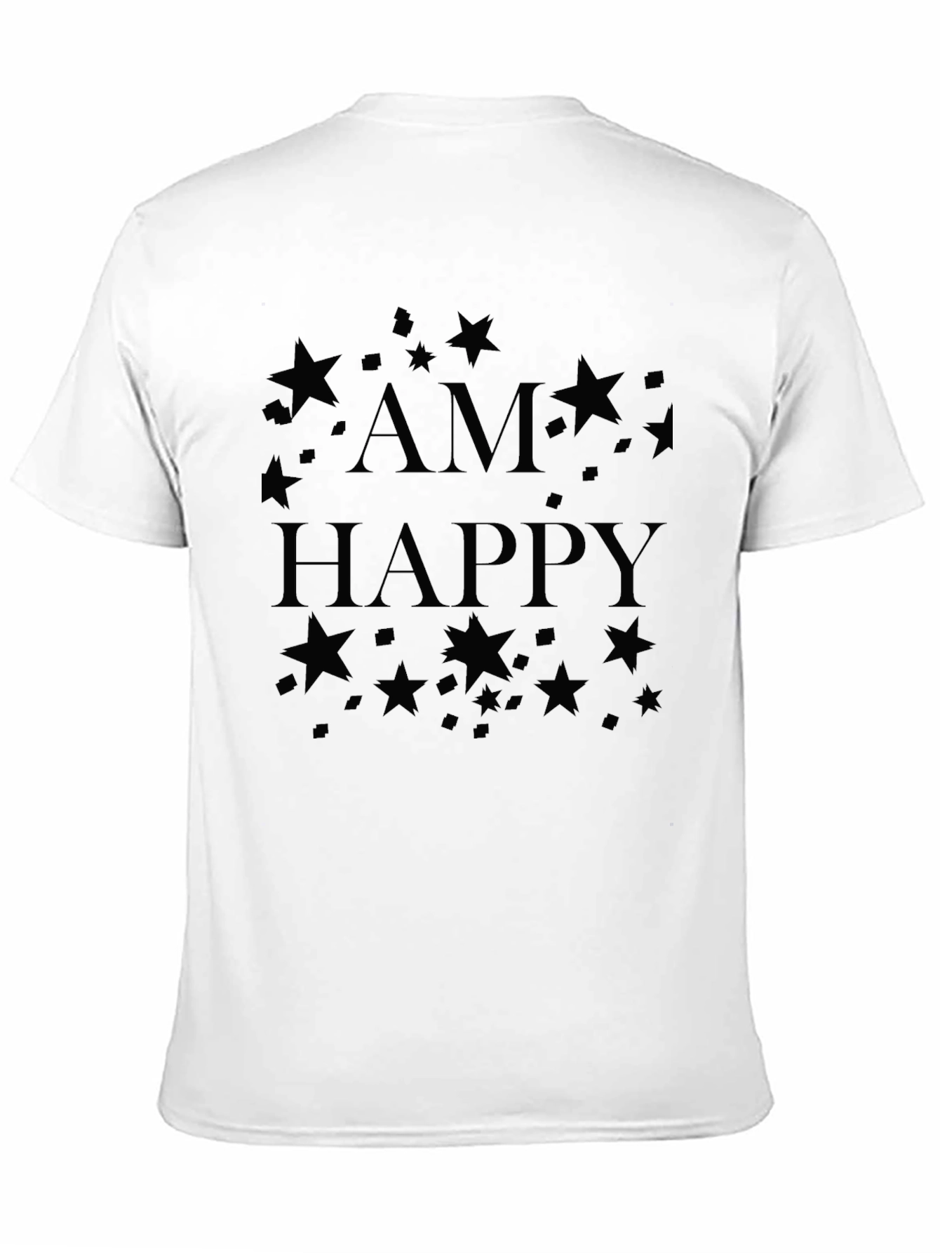 Am Happy Star Graphic Black T-Shirt