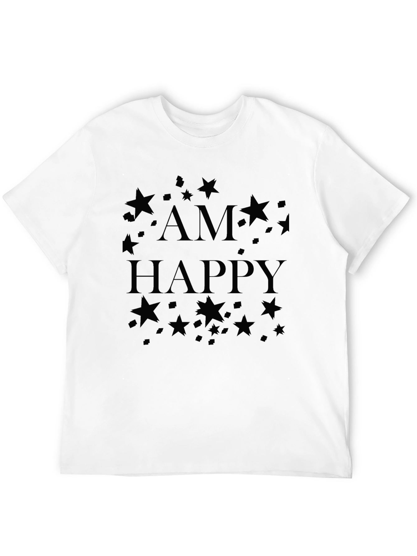 Am Happy Star Graphic Black T-Shirt