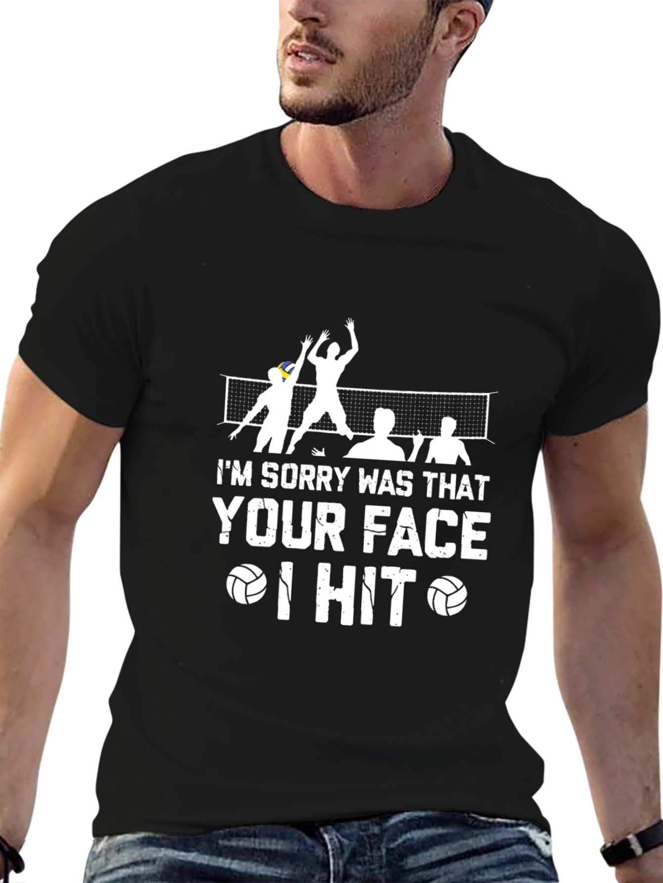 Volleyball Sorry Was That Your Face Black T-Shirt