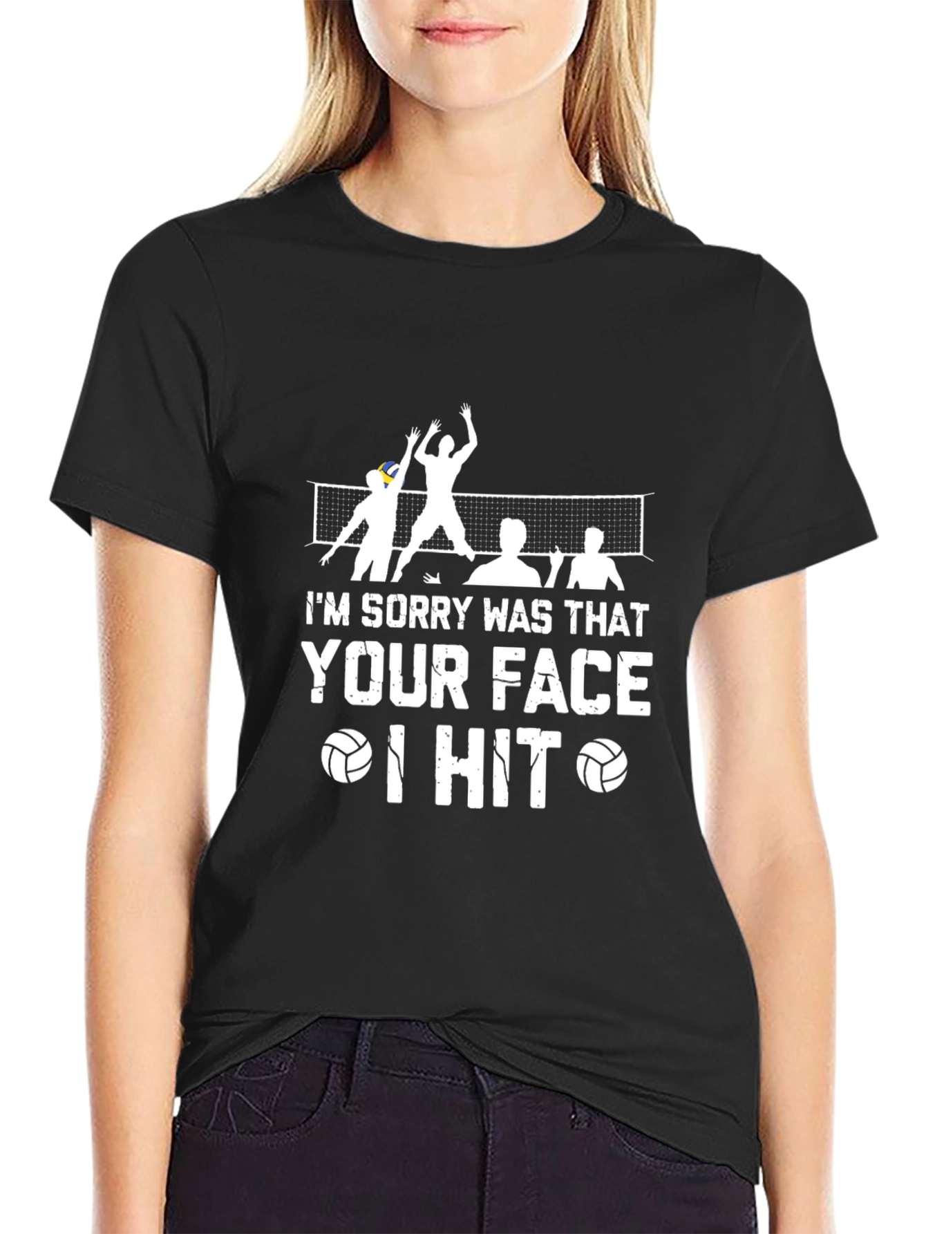 Volleyball Sorry Was That Your Face Black T-Shirt